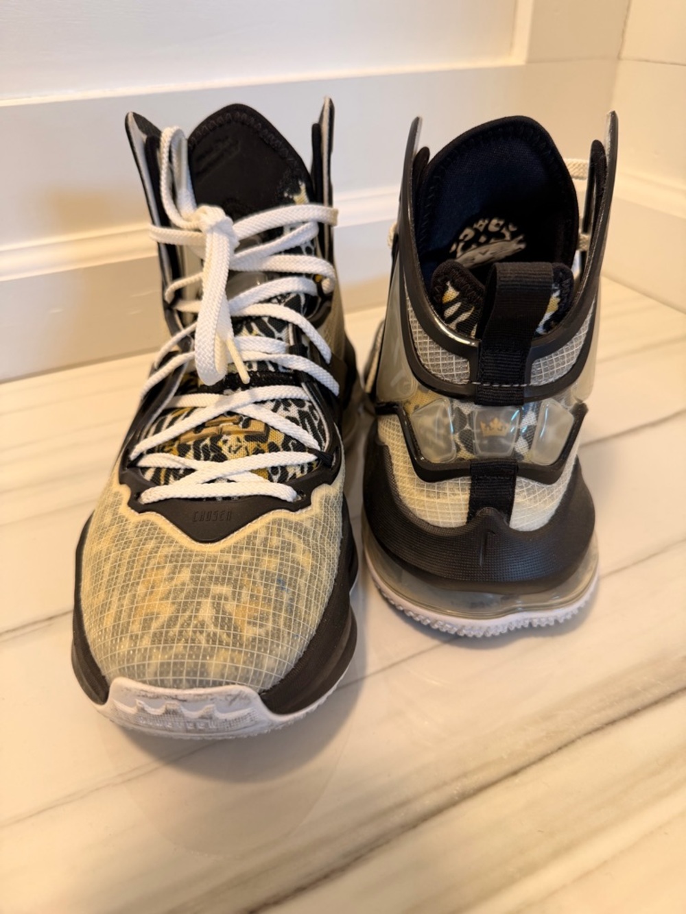 High-Top Men's Athletic Sneakers in Black and Cream